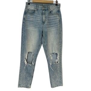 American eagle distressed busted knees mom jeans